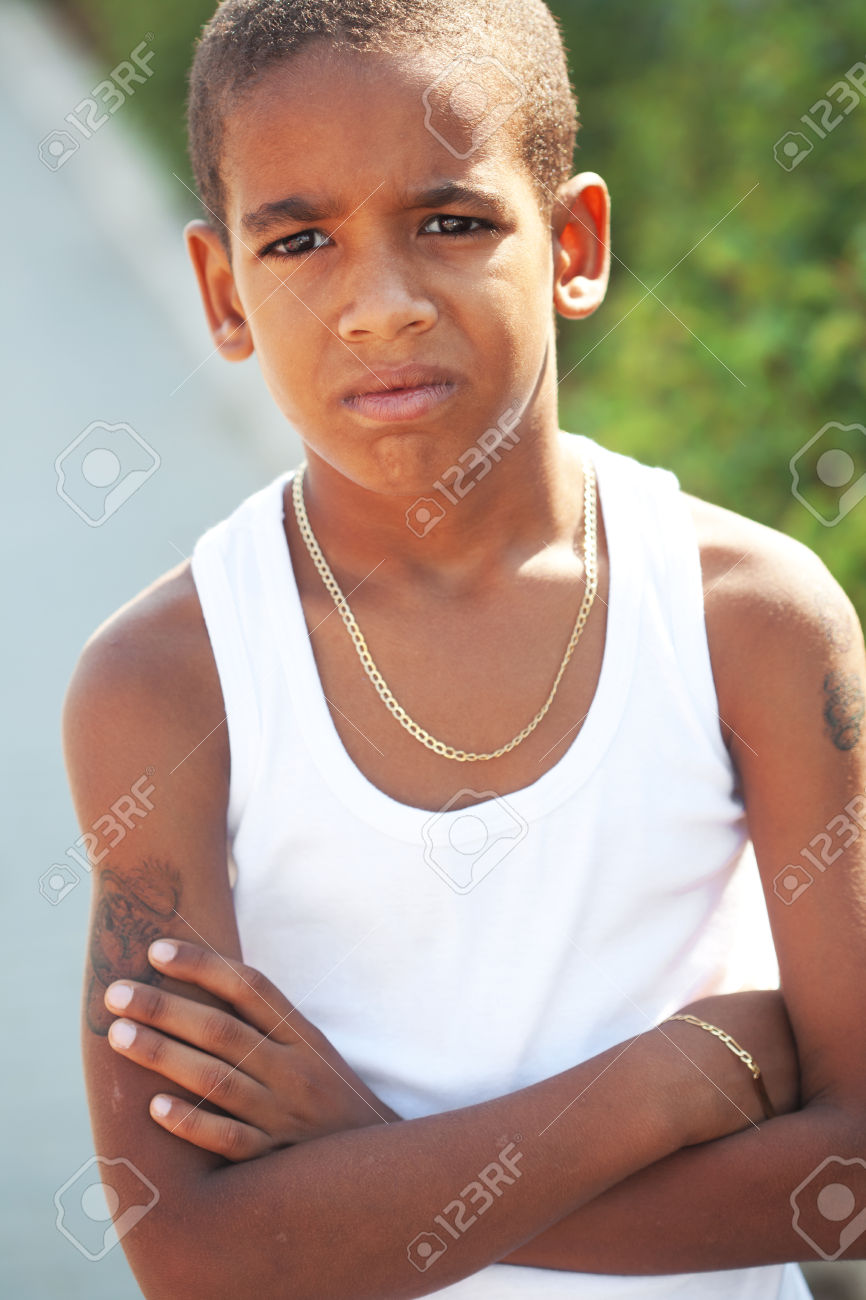 22838347 Portrait of 8 years old mulatto boy Stock Photo